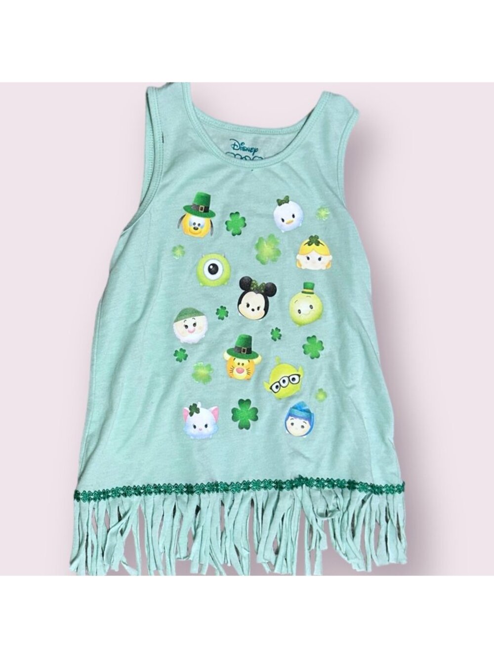 Disney Tsum Tsum Shamrock Fringe Tank Top Girls